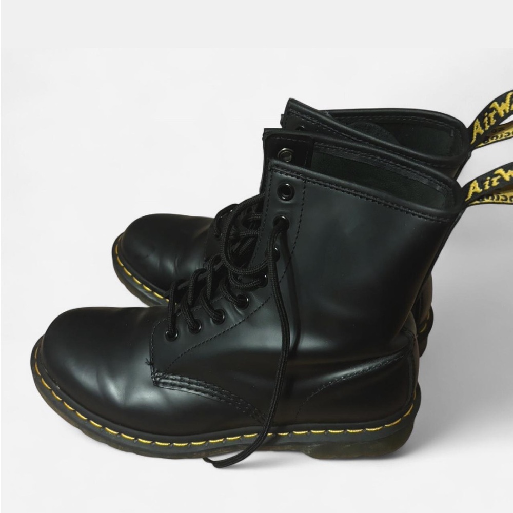 Black Leather Lace-Up Boots